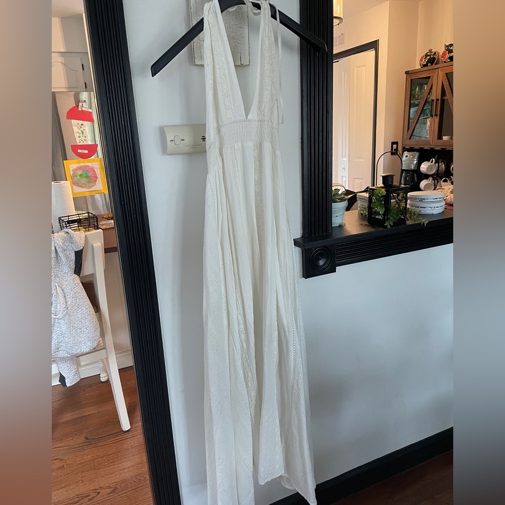 White lace halter maxi dress size L